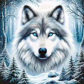 MOMDEDP Diamond Painting Kits for Adults Wolf 5D Diamond Art Kits for Adults Beginner, Paintings with Diamonds Gem Art and Crafts Animal Wolf Head Art Kits for Adults for Home Wall Decor 12x12 Inch