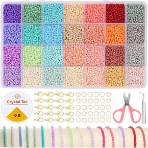 3mm Glass Seed Beads for Jewelry Making Kit, 28 Colors Small Seed Beads for Friendship Bracelet Making Kit, DIY, Art and Crafts Gifts for Women