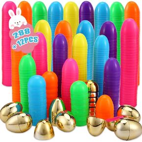 300 PCS Easter Eggs ، 2.35 "ألوان زاهية متنوعة بيض عيد الفصح البلاستيكي لصيد عيد الفصح ، تحت عنوان عيد الفصح ، الزخارف ، حشوات سلة (300 جهاز كمبيوتر)