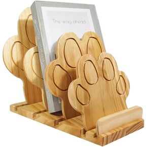 Desk Mail Organizer,Small Paw File Holders,Letter Organizer Wood Document/Filing/Folders/Paper Organizer for Desktop