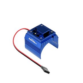 Aluminum Motor Heatsink + Cooling Fan For 1/8 Size Motors Fits : Castle Creations 2200kv + 2650KV Motors, Dynamite, Hpi, Novak, Trinity, Arrma Nero, Kraton, Fazon, Outcast, Tekin (Blue)