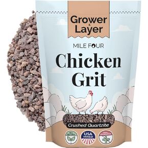 Chicken Grit for Layer & Grower Chickens Age 8-20+ Weeks - 100% Natural Mineral Chicken Grit Quartzite, Poultry Grit, USA Mined, 4 lbs