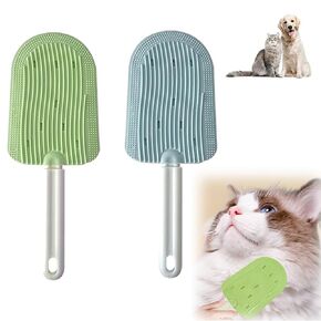 2Pcs Cat Tongue Comb, 2024 New Cat Tongue Brush,Cute Cartoon Ice Cream Cat Fur Remover Comb for Cats Grooming,Pet Ice Cream Massage Comb,Easily Removes Fur Reducing Hairballs (Green + Blue)