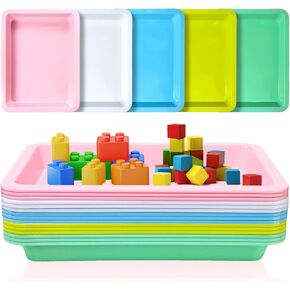 15 Pack Plastic Art Trays, Activity Crafts Tray,Organizer Tray, Serving Tray,Small Trays for Classroom, Home,DIY Projects,Painting,Beads Plastic Tray (Multicolor)
