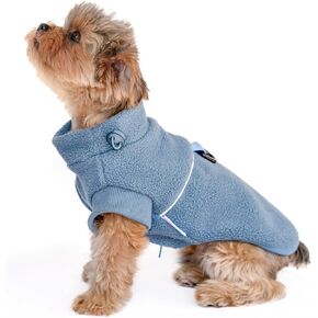 Fleece Puppy Sweater,Warm Pullover Fleece Dog Jacket with D-Ring,Winter Small Dog Sweater Coat,Cold Weather Dog Clothes for Small Dogs Teacup Dog Chihuahua Yorkie Boy or Girl-Blue-Grey S