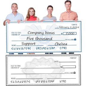 Double Side Big Checks for Presentations | 40 x 16 Dry Erase Giant Check - Reusable Oversized Fake Checks for Presentation,Big Check Fundraiser Items,Large Blank Check Plaque