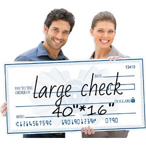40" x 16" Reusable Fake Check Large Check - Giant Check Big Checks for Presentation, Endowment Donations, Fundraisers, Retirement,Charity & Donation Events
