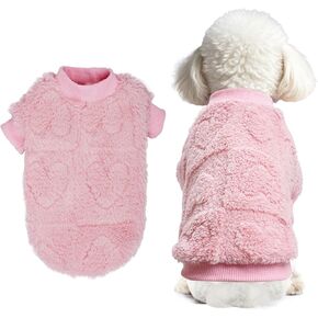 Dog Sweater Heart Puppy Sweaters for Small Dogs and Cats, Warm Soft Flannel Pet Holiday Clothes Cat Coat for Winter Valentines(Pink, Medium)