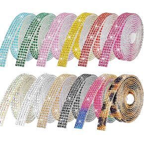 Rhinestone Ribbon Self Adhesive Crystal Rhinestones, 12-Rolls Bedazzling Strips, 12-Yard Rhinestone Strips for DIY Craft, Bedazzling Kit for DIY Craft, Rhinestones for Crafting Art Decoration in Kuwait