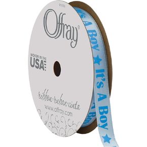 Offray Baby Celebration Craft Ribbon, 3/8-Inch x 12-Feet, Blue