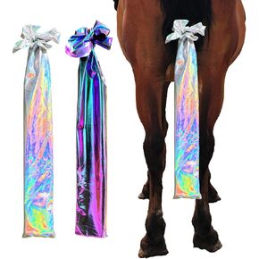 Vibrant Fabric Horse Tail Bag - Unique Design for Clean and Protected Horse Tail-Set of 2(Colorful Pink and Noble Yellow)
