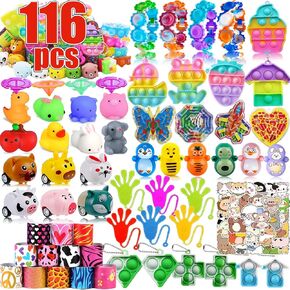 116 PCS Party Favors for Kids 4-8-12 ، Pop Fidget Toys for Boys Grils ، ألعاب صندوق الكنز لجوائز الفصول الدراسية ، حشو pinata ، غودي كيس ، جوائز كرنفال الصدر الكنز ، سلة عيد الفصح