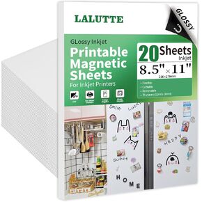 20Pcs Printable Magnetic Sheets 8.5x11 Inches for Inkjet Printers, Magnetic Printer Paper, 12mil Thickness DIY Flexible Magnet Photos