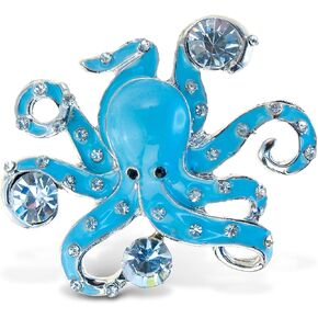 CoTa Global Octopus Sparkling Fridge Magnet - Blue and Silver Fridge Magnets Rhinestone Decor, Ocean Decor Cute Fridge Magnets for Whiteboard, Locker Accessories and Cute Magnets For Office - 2 Inches