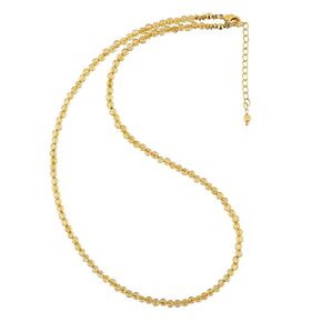 Natural Citrine Gemstone Micro Faceted Round 3-3.5 mm Beads Dainty Choker Necklace Handmade Jewelry for Women,14k Gold Plated Chain 18 inch, Christmas Gift (Citrine)