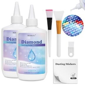 Diamond Painting Sealer, 8oz Diamond Painting Adhesive with Applicator, 5D Diamond Painting Glue Sealer Permanent Hold, Shine Effect Conserver for Jigsaw Puzzles
