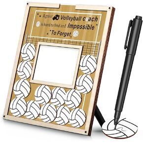 Volleyball Frame Coach Gift with Volleyball Wood Chips Signature Pen Graduation Coach Frame Gifts Volleyball Plate Plaque for Coaches Thank You Coach Gift