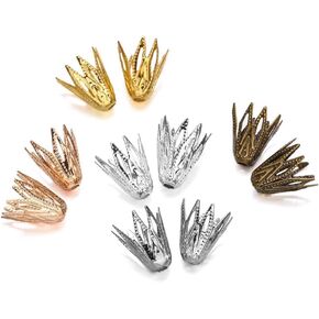 100Pcs Hollow Out Flower Shape Pendant Beads Caps Cone, Jewelry Making Supplies Charm, End Bead Cap for DIY Earring Necklace Jewelry Making (8x10 mm)