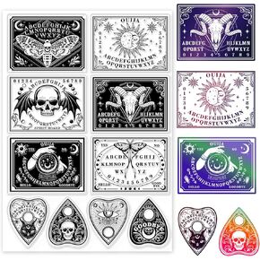 GLOBLELAND Moth Skeleton Clear Stamps Witch Magic Cat Skeleton Crystal Ball Transparent Stamp Seals for DIY Scrapbooking Journals Decorative Cards Making Photo Album DIY Craft