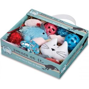 12-Piece Pounce Toy Gift Box – Pounce on It Assorted Toys Keep Cats and Kittens Entertained Safely