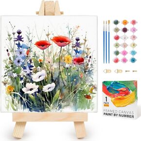 Framed Paint by Numbers Kit for Adults Beginner & Kids Ages 8-12, Easy Succulent Paint by Number Without Easel, DIY Adult Paint by Numbers Colorful Succulent for Home Wall Decor Gift 10x 10 inch