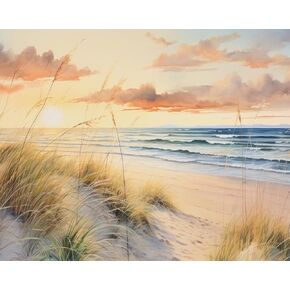 TUMOVO DIY Paint by Number for Adult Ocean, Dune Landscape Paint by Numbers, Nature Landscape Adult Paint by Numbers Kits on Canvas, 16X20 Inch Beach Paint by Numbers for Adults Beginner