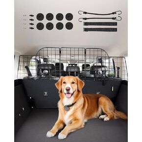 VEVOR Dog Car Barrier, 36.6"-60" Adjustable Car Divider for Trunk Cargo Area, Universal-Fit Back Seat Heavy-Duty Wire Mesh Dogs Separator Guard Net, Vehicle Pet Barrier for Sedans, Trucks and SUVs in Saudi Arabia
