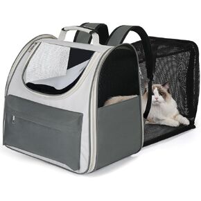 Cat Backpack Carrier, Pet Carrier Expandable for Large Small Cats or Dogs Up to 18lbs with Breathable Mesh, Dog Travel Back Pack Airline Approved for Running Hiking Camping Outdoor