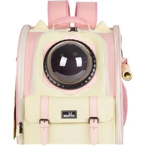 Dog Backpack Carrier, Cat Backpack Cat Carrier Backpack Bubble Cat Backpack Cat Travel Bag Pet Backpack Breathable Cat Carrier Backpack for Travel Hiking (Pink)