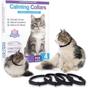 4-Pack Cat Calming Collars, Natural Scent, Adjustable Size, Suitable for Kittens to Large Cats, Stress Relief and Calming Products for Cats to Relax