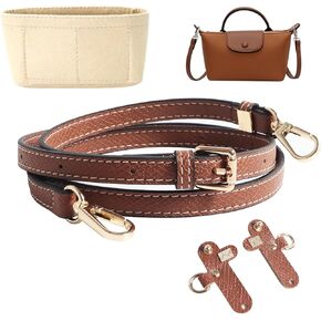 Leather Purse Straps Replacement Kit, Adjustable No-Punch Shoulder Strap and Felt Purse Organizer for Longchamp Bag