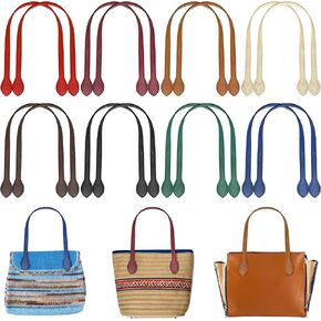 Jucoan 16 Pack 23 Inch PU Leather Purse Straps, 8 Colors Sewing on Shoulder Bag Strap Handle Replacement for DIY Crocheted Bags HandBag Purse Wallet Making Repairing