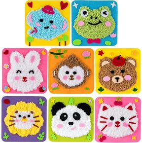 HANYMWANZW Animal Sewing Craft Kit for Kids, 8 Pack Cartoon Animal Felt Embroidery Stitching with Stickers Felt Sewing Crafts Projects DIY Arts & Crafts