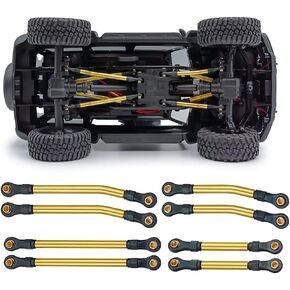 RCLIONS Higher Extra Clearance Brass Linkage Links Set for TRX4M Upgrades 1/18th RC Crawler Car Parts (Yellow)