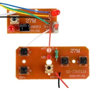 2Pcs 27mhz Four-Way Remote Control Board Two-Way RC Transmitter and Receiver Toy Car Robot Model Accessories,DIY Toys Projects Four-Way Remote Control Remote and App Controlled Vehicles Accessories