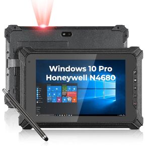 MUNBYN Rugged Windows Tablet with Barcode Scanner IRT06, 8 inch Windows 10 Pro, Equip with Honeywell N4680 Scanner, 1D/2D QR Inventory Scanner, 8GB+128GB Industrial Tablets, Rugged Tablet with Scanner