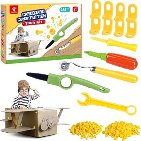 255 Piece Cardboard Tools for Kids, Cardboard Cutter for Kids, Tools for STEM Educational, Gifts for Boys and Girls Aged 5-12