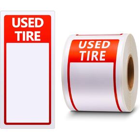 300 Stickers Used Tire Label 6" x 2-3/4" Price Stickers Shop Inventory Tags for Wheels Red and White Adhesive Sticks Blank Space for Retail Price Tread Sizes
