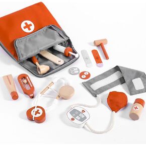 UMU Doctor Kit for Kids, Pretend Toy 14PCS Wooden Doctor Playset for Toddlers, Montessori Toys Dentist Kit for 3, 4 and 5 Year Old Boys and Girls
