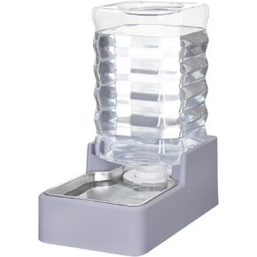 RIZZARI 8L Automatic Gravity Pet Water Dispenser with Stainless Steel Bowls,100% BPA-Free,Large Capacity and Drinking,Suitable for Small and Medium-Sized Cats and Dogs (Light Gray, 8L)