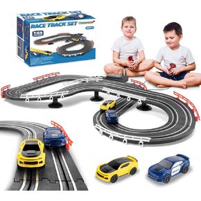 Slot Car Race Track Sets, Battery or Electric Race Car Track for Boys and Kids, Two High-Speed Slot Cars for Dual Racing with 2 Controllers, Boys Toys Gift for 6 7 8 9 10 11 12 Years Old Kids