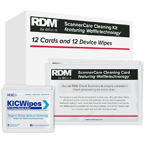 KICTeam - ScannerCare Cleaning Kit for RDM Check Scanner Machines (12 Cards & 12 Wipes) - RDM Tested & Approved
