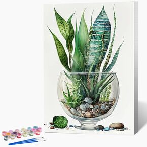 Framed Paint by Numbers Kit for Adults Beginner & Kids, Flowers Easy Adult Paint by Number Kits on Canvas, DIY Craftoria Acrylic Watercolor Oil Paint by Number for Teens for Home Decor Gift 8x12 Inch