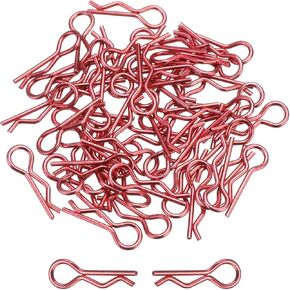 DMiotech 50Pcs Body Clips Bent, Red Universal RC Body Clips R Pins RC Cars Parts Shell Replacement Parts for All 1/16 1/18 Scale RC Car