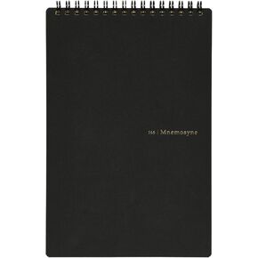 Maruman MNEMOSYNE Notebook 9.06 x 5.83 Inches (Vertical A5), 7mm ruled 28-line with center divider, Double-sided, 70 Sheets (N166), BLACK