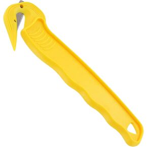 Thornton's Office Supplies Disposable Film Cutter, Sharp & Durable Steel Blade, Safe and Efficient Cutting Design for Shrink Wrap, Stretch Wrap, Tape, and Plastic Straps, Yellow (300)