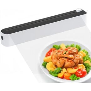 Refillable Magnetic Plastic Wrap Dispenser with Slide Cutter, Sturdy Food Cling Wrap Film Cutter, Press and Seal Plastic Wrap, Plastic Wrap Dispenser with Cutter Roll Plastic Wrap