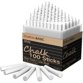 100PCS White Chalk Thick, Chalkboard Chalk for Classroom, Office and Home Use, Non-Toxic Chalk Bulk for Teachers and Kids, School Supplies Blackboard Chalk