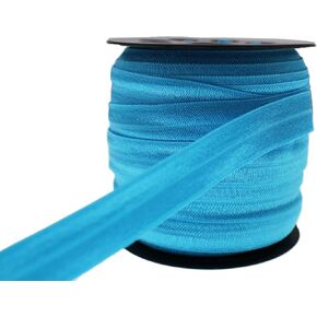 Lake Blue Fold Over Elastic 5/8 inch 15mm Elastic Bands for Sewing 40 Yards Wide Elastic Headbands Stretchy Ribbon for Crafts-Elastic Straps Trim for Girls Hair Ties-Bow-DIY Projects-Clothes