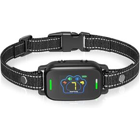 AutoSky Pets Smart Anti-Barking Collar - Training Collar with 5 Adjustable Sensitivity Beep Vibration Shock, Bark Collar for Large Medium Small Dogs (Black)